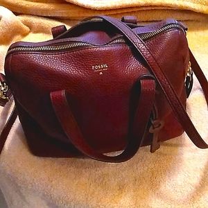Fossil Sydney Satchel in color "Maroon" (ORIGINAL MODEL W/ KEY CLIP & CARDSLOTS)